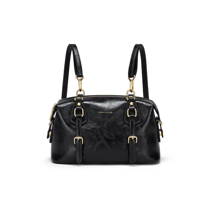 CNOLES Microfiber Synthetic Leather Backpack, Crossbody Bag, Shoulder Bag Women's Black-0