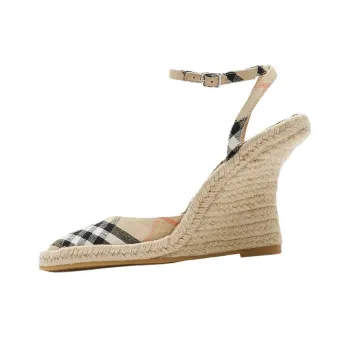 Burberry Mews Wedge Heel High Heels 9cm Women's Sand