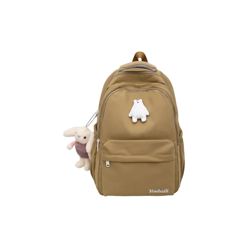 XIANGSU Nylon Backpack Regular Unisex Red/Brown/White/Pink/Black-6