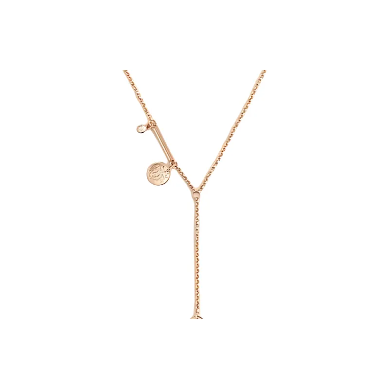 HERMES Rose Gold With Diamond Necklaces Women's Gold-2
