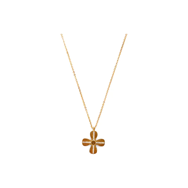 CHANEL 2001 Clover Rhinestone Necklace-2