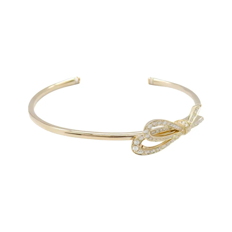 TIFFANY & CO. 2010s 18kt Rose Gold Bow Diamond Bangle Bracelet-1