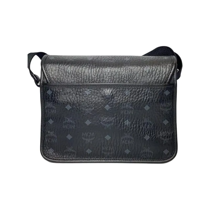 MCM Klassik Visetos Leather Messenger Bag, Shoulder Bag, Crossbody Bag Small Size Men's Black-2