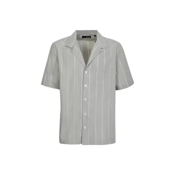 LARDINI Pinstripe Buttoned V Neck Shirt