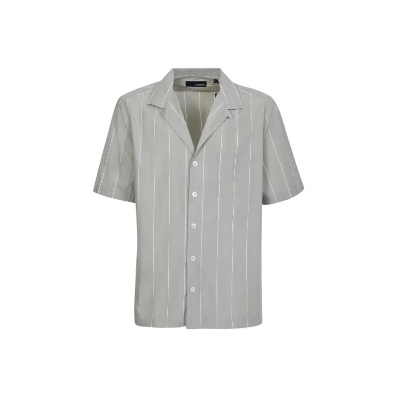 LARDINI Pinstripe Buttoned V Neck Shirt-0