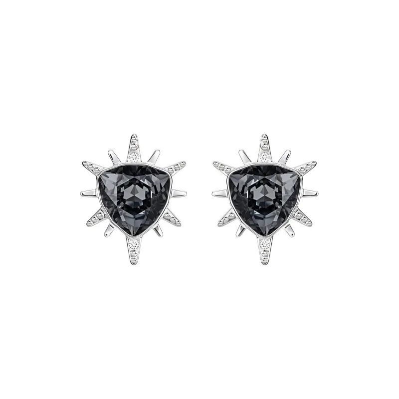 Swarovski Stud Earrings Women's Silver Black-0