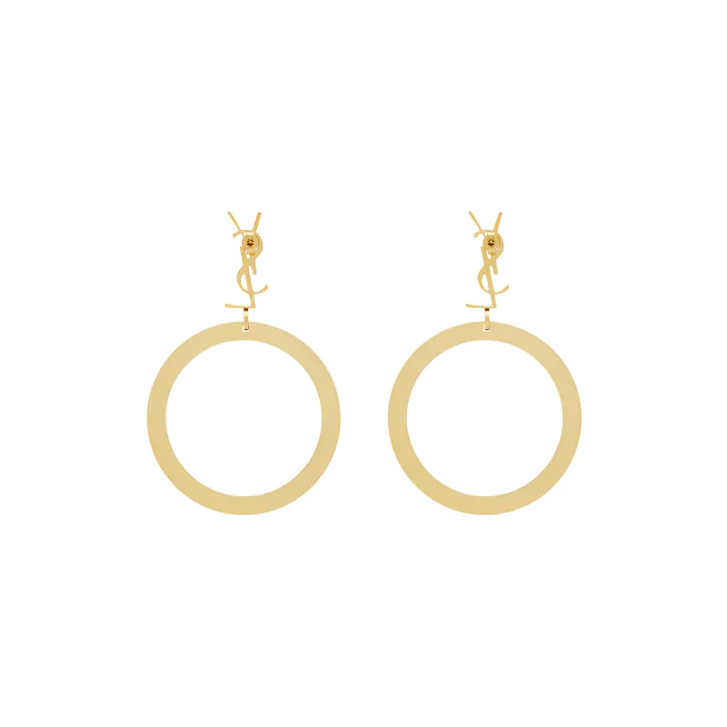 SAINT LAURENT Cassandre Pendant Hoop Earrings-1