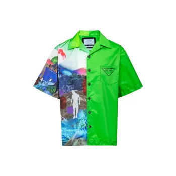 PRADA Double Match Re Nylon Bowling Shirt