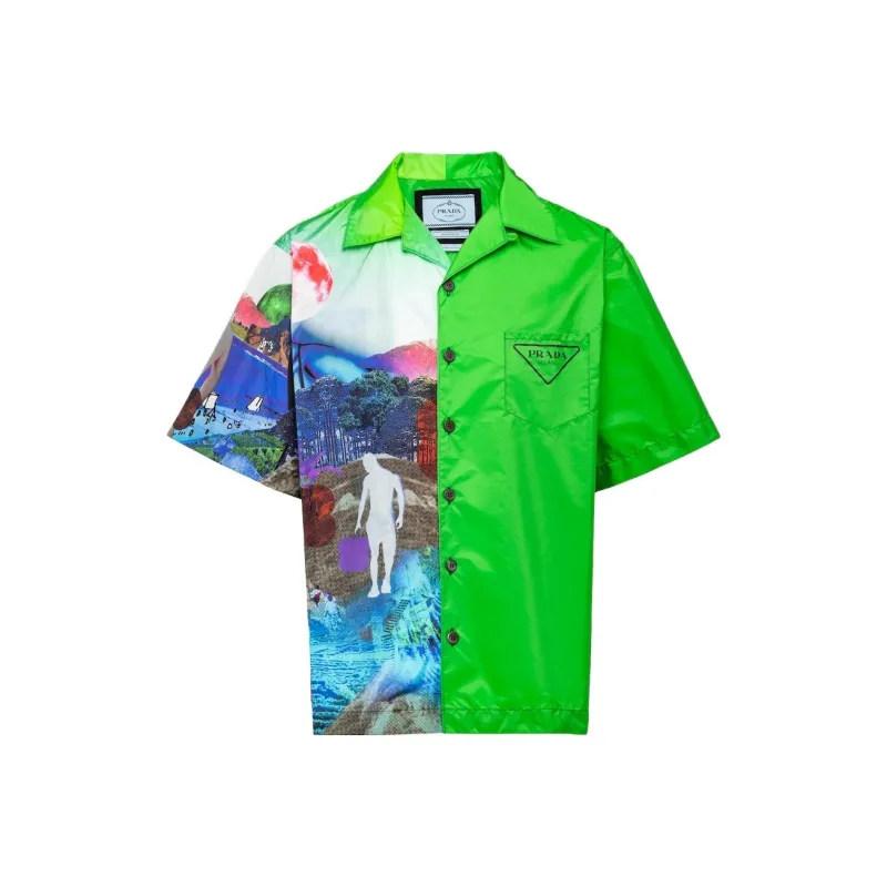 PRADA Double Match Re Nylon Bowling Shirt-0