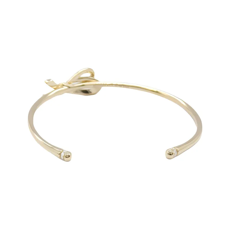 TIFFANY & CO. 2010s 18kt Rose Gold Bow Diamond Bangle Bracelet-2