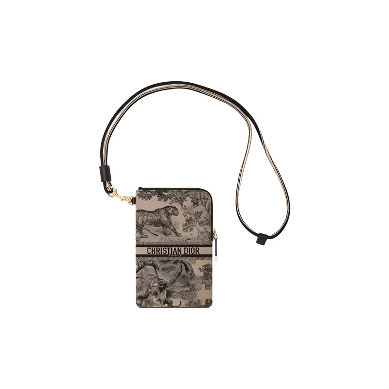DIOR Leather Cell Phone Pouch Clutch Women's Multicolor-2