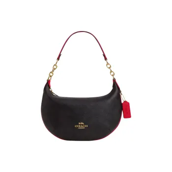 COACH Peyton Coated Canvas Hobo Bag Handbag Shoulder Bag Large Size Women's Walnut Wood & Bold Red