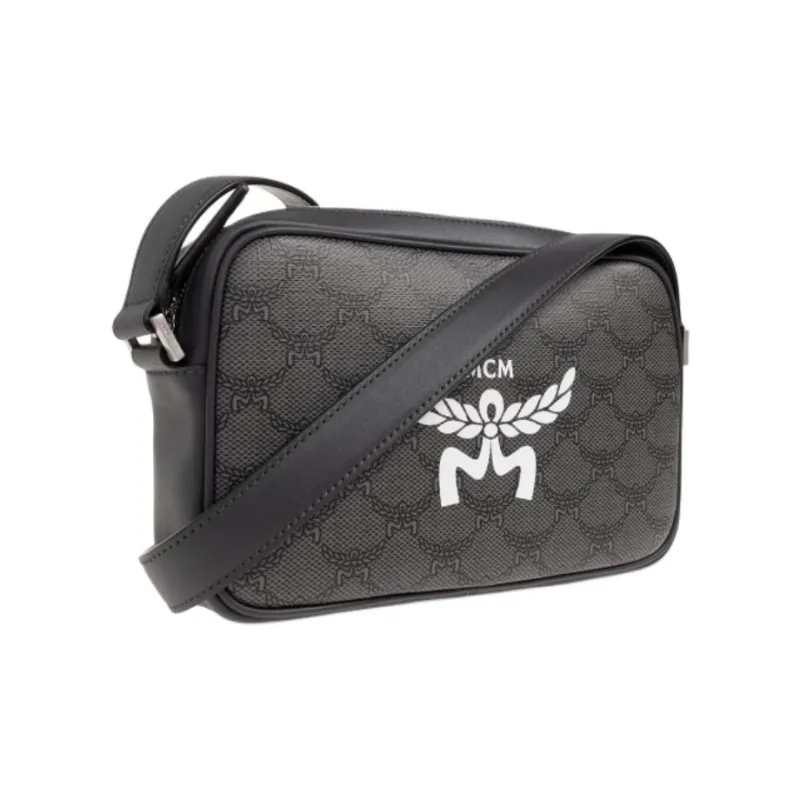 MCM Canvas With Leather Shoulder Bag, Fanny Pack Trumpets Unisex Dark Gray-1
