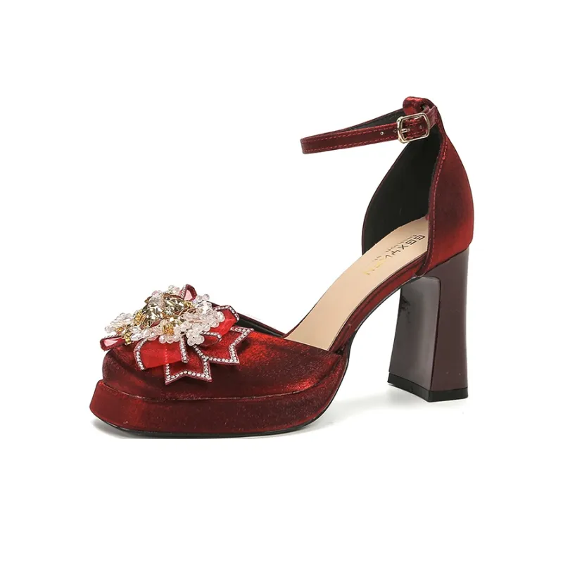 Zubumei Chunky Heel High Heels Women's-6