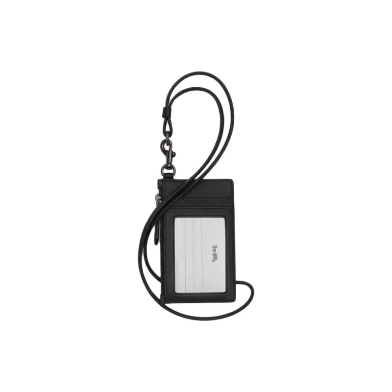 COACH Coated Canvas With Calfskin Card Holder Mini Men's Charcoal Black & Black-1