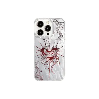 Sopi Acrylic Material Gothic Thorn Heart Snake Phone Cases Compatible With IPhone 16/15 Pro Max/Apple 13/14 Pro/Max