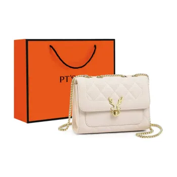 PT'SON Cow Leather Underarm Shoulder Bag, Crossbody Bag, Small Square Bag Regular Women's White/Black