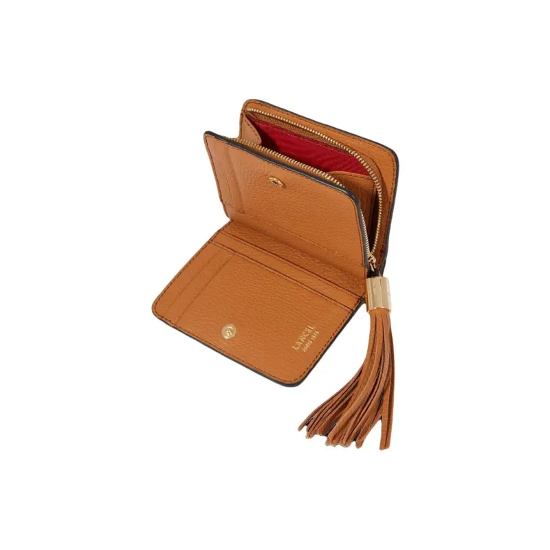 LANCEL Cow Leather Wallet Medium Size Women's Brown-3