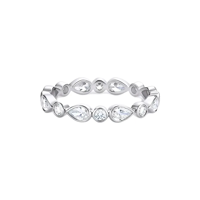De Beers 18kt White Gold Petal Diamond Band Ring-0