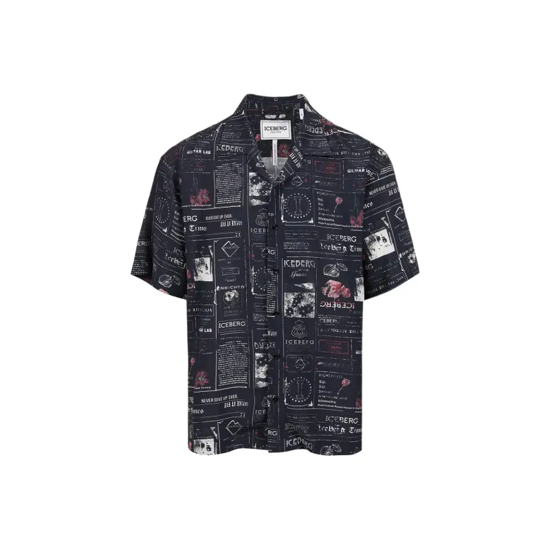 Iceberg Pattern Printed Short Sleeved Shirt-0
