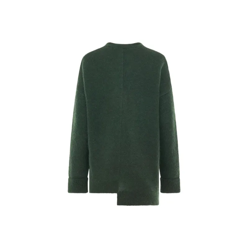 LOEWE Asymmetric Cardigan 'Dark Green'-1