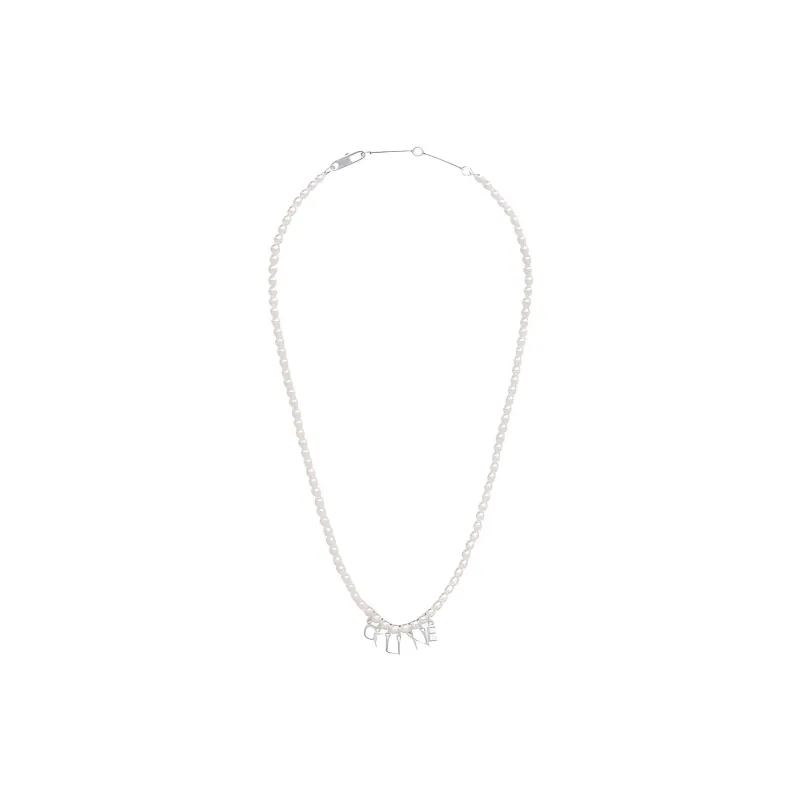 CELINE Monochroms Necklace In Glass Pearls And Brass With Rhodium Finish-1