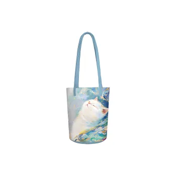 AOSONG Suede Tech Fabric Shoulder Bag Unisex White & Blue