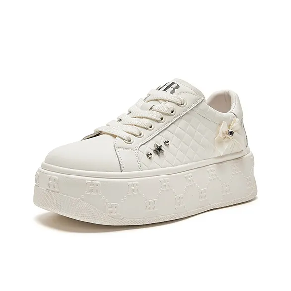 HR Slip Resistant Low Top Skateboard Shoes Women's Beige-1