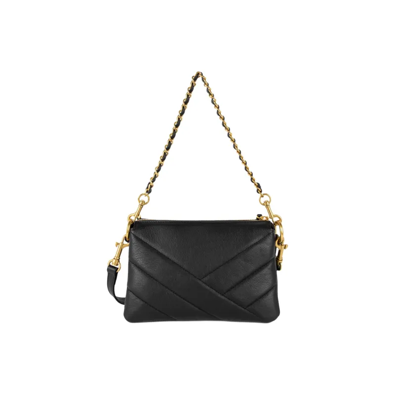 Lancaster Full Grain Cow Leather Shoulder Bag Trumpets Women's Black-2