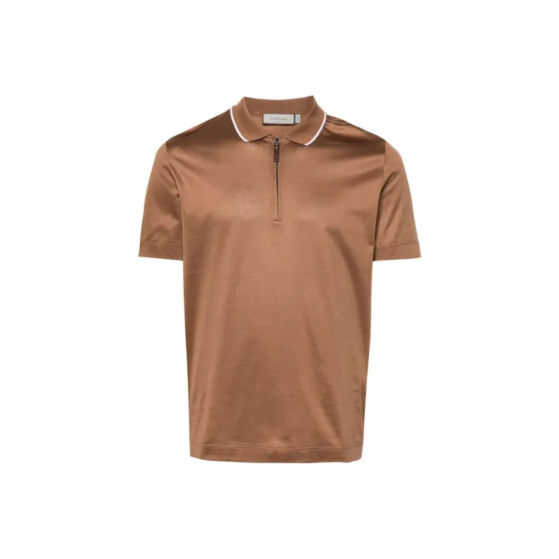Canali Half zip Jersey Polo Shirt-0