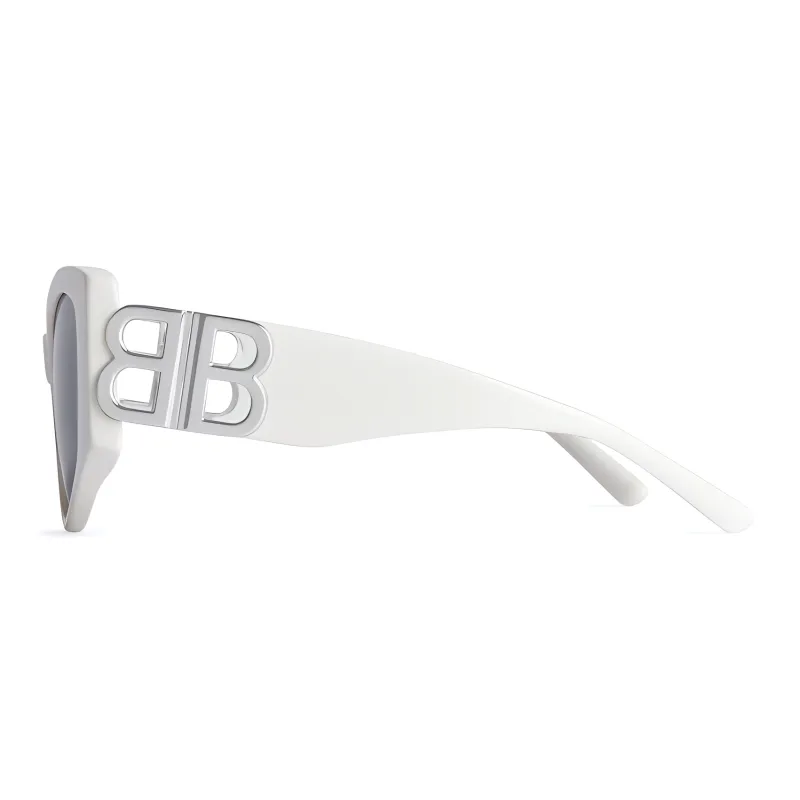 Balenciaga Acetate Irregular Shape Sunglasses Women's White-3