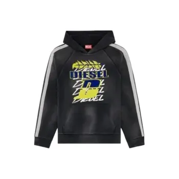 DIESEL Logo Printed Striped Hoodie