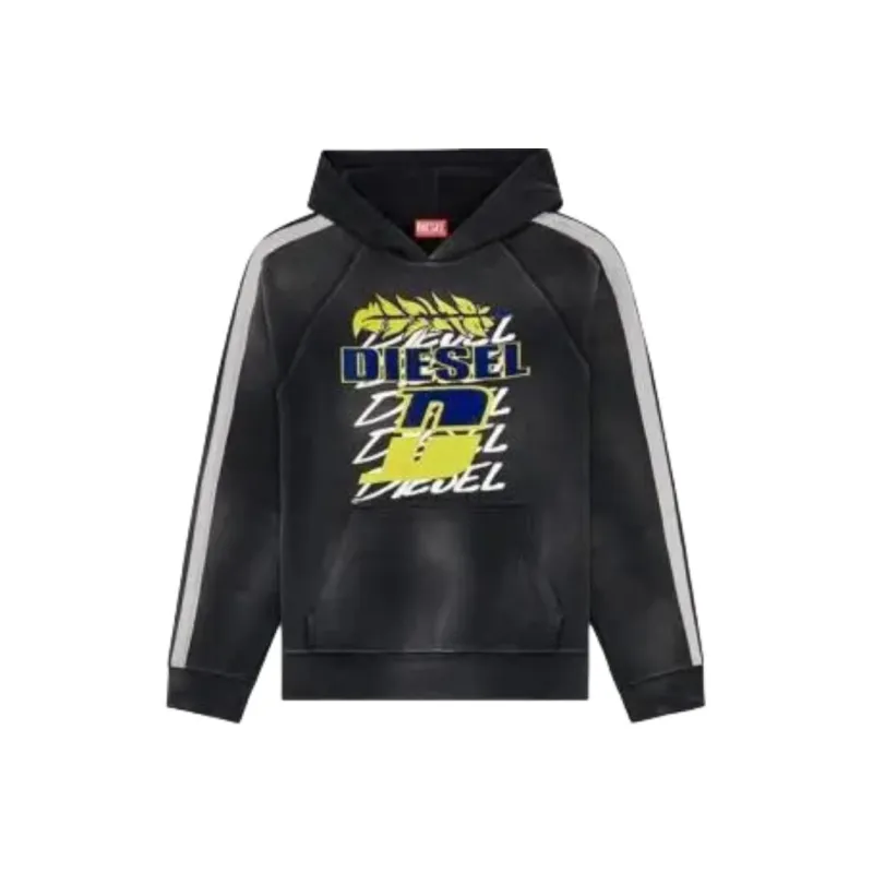 DIESEL Logo Printed Striped Hoodie-0