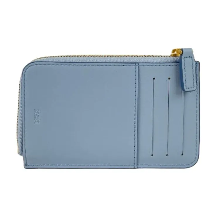 MCM Leather Wallet Mini Women's Blue-1