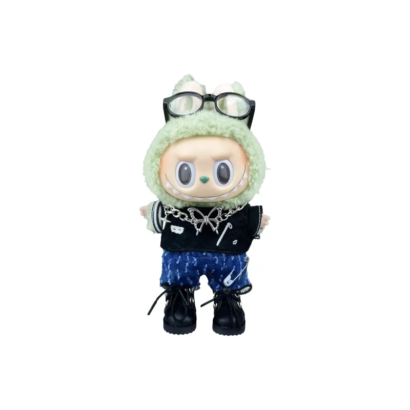[Modified Doll] POP MART Labubu THE MONSTERS Heartbeat Macaron Collection Black Butterfly, Cute Hang Tag Box 17cm-10