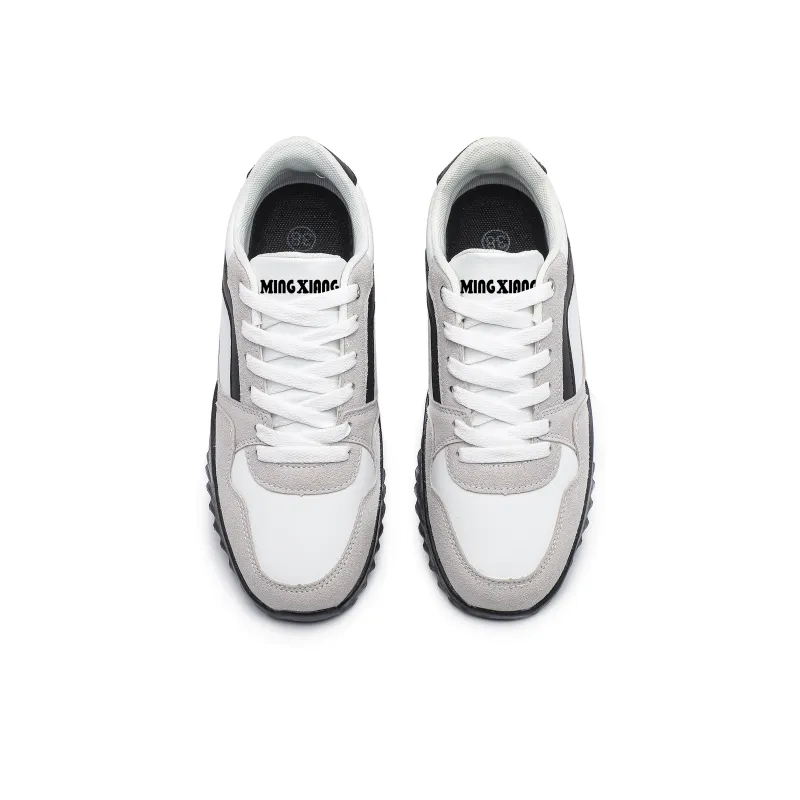 Singing Slip Resistant, Abrasion Resistant, Lightweight Low Top Skateboard Shoes Unisex White Gray Black-3