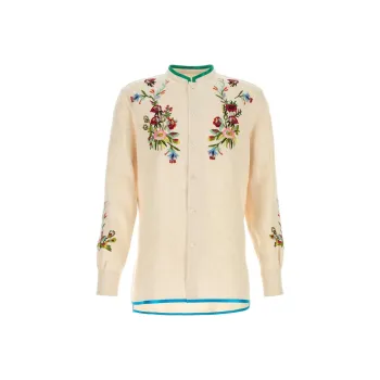 Valentino Floral Embroidered Button Detailed Shirt