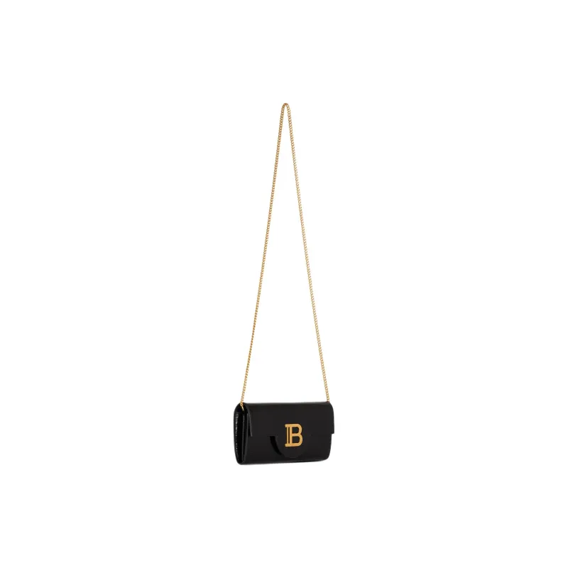 BALMAIN B BUZZ Calfskin Shoulder Bag, Crossbody Bag, Wallet Women's Black-1