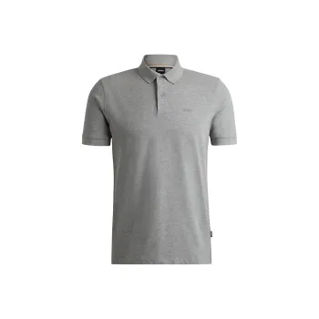 HUGO BOSS Logo embroidered Mélange effect Organic cotton Polo Shirt