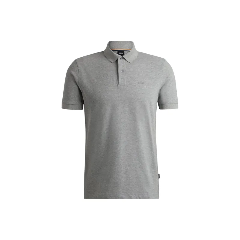 HUGO BOSS Logo embroidered Mélange effect Organic cotton Polo Shirt-0
