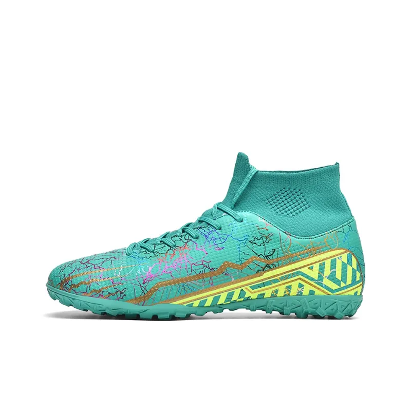 QIUTEXIONG Soccer Shoes Unisex High Top White/Black/Aqua/Mismatched-12