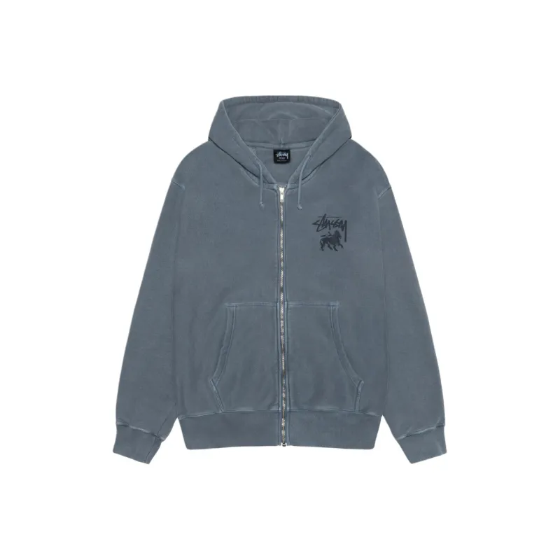 Stussy Rasta Lion Zip Pigment Dyed Hoodie-2