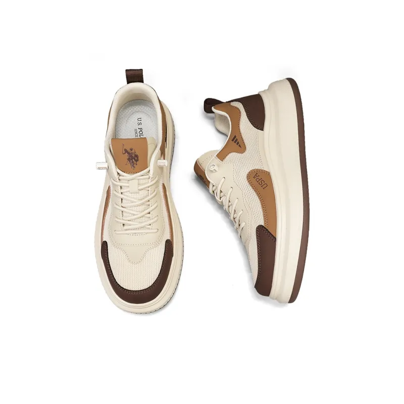 U.S. POLO ASSN. Coverage Slip Resistant Cushioning Lightweight Breathable Low Top Skateboard Shoes Men's Apricot Coffee-6