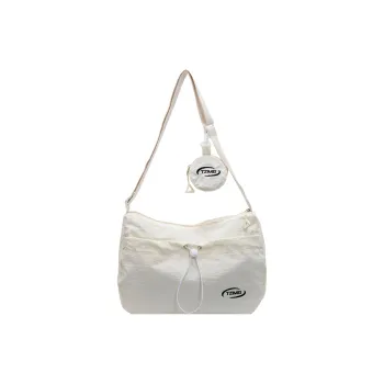 Single Warehouse Washed Cloth Shoulder Bag Regular Women's Ecru/Blue/Pink/Yellow/Black