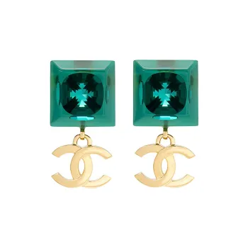 CHANEL Stud Earrings Women's Green
