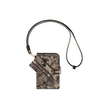 DIOR Leather Cell Phone Pouch Clutch Women's Multicolor