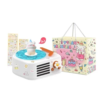 IDEAMAN DIY Dog Sticker Set With Mini Speaker, Cute Light Up Figurine, Gift Box Set