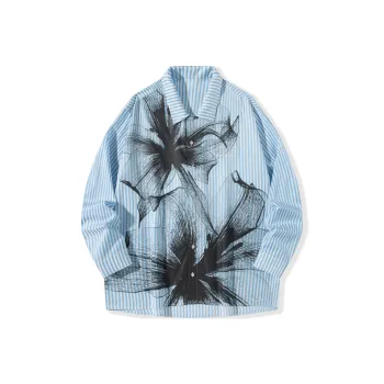 FORHUG Shirts Unisex Blue White Stripes
