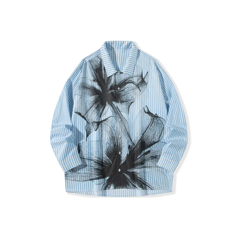 FORHUG Shirts Unisex Blue White Stripes-0