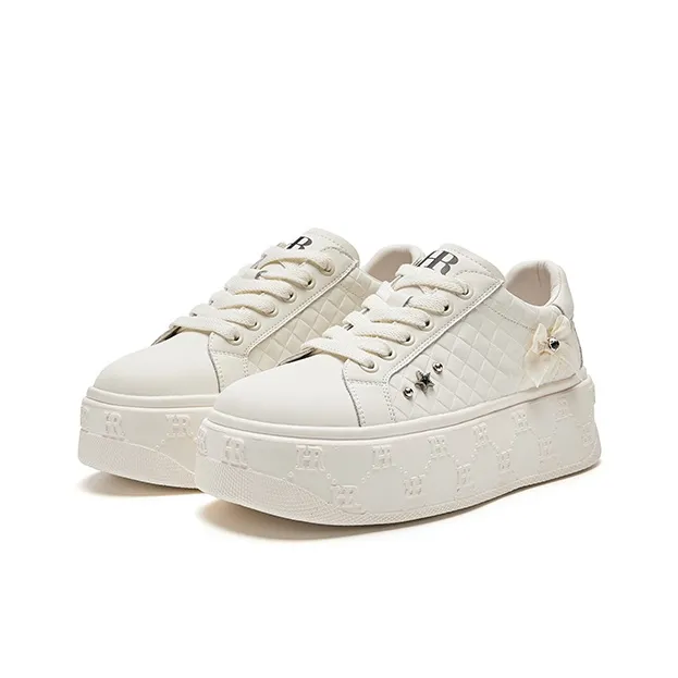 HR Slip Resistant Low Top Skateboard Shoes Women's Beige-2
